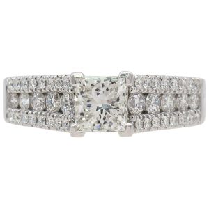 1.21ctw Princess Cut Diamond Engagement Ring 14K White Gold Front