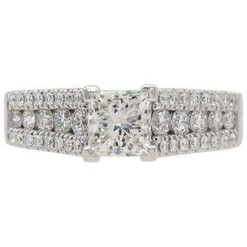 1.21ctw Princess Cut Diamond Engagement Ring 14K White Gold Front