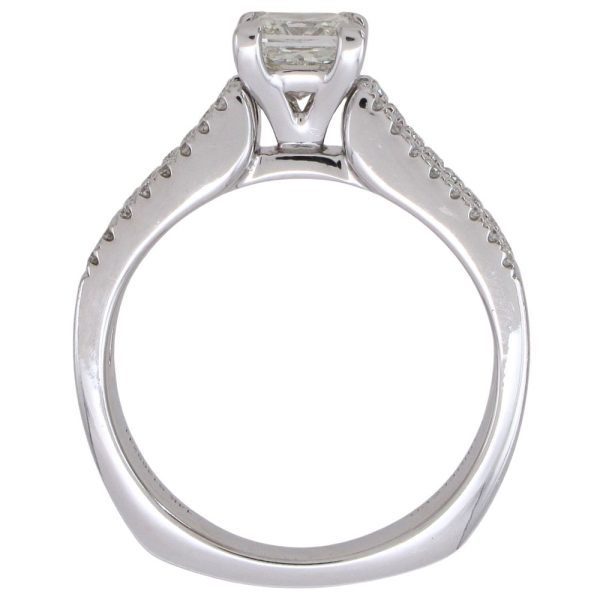 1.21ctw Princess Cut Diamond Engagement Ring 14K White Gold Profile