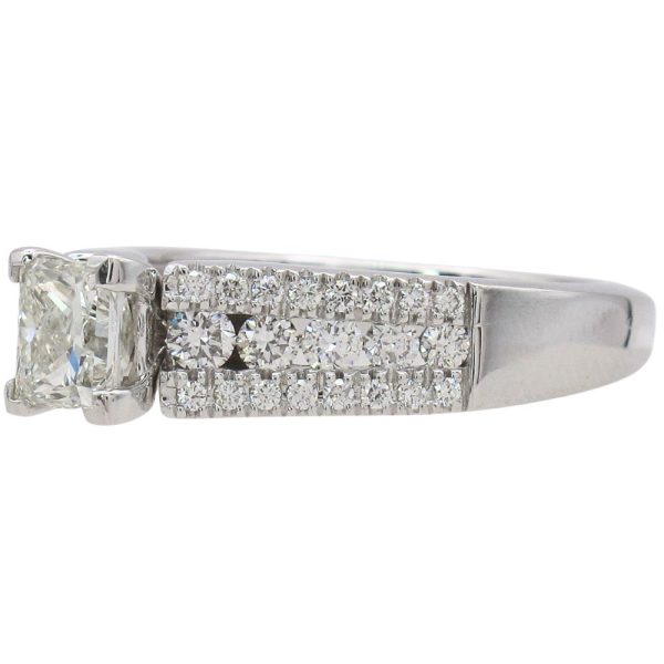 1.21ctw Princess Cut Diamond Engagement Ring 14K White Gold Side