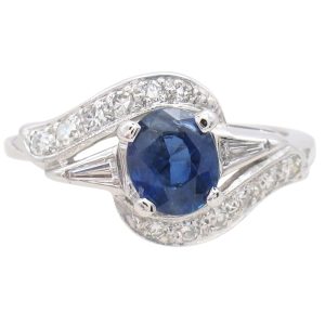 1.23ctw Diamond & Natural Sapphire Ring 14K White Gold