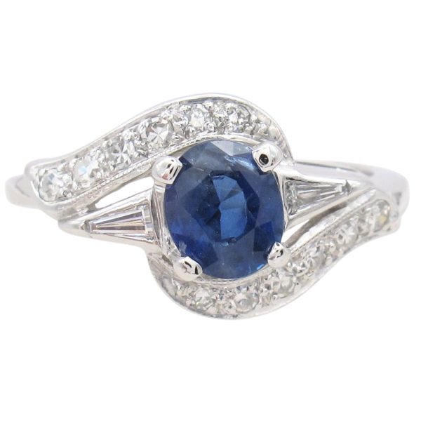 1.23ctw Diamond & Natural Sapphire Ring 14K White Gold