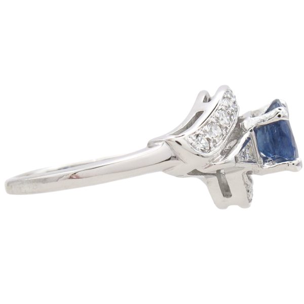1.23ctw Diamond & Natural Sapphire Ring 14K White Gold