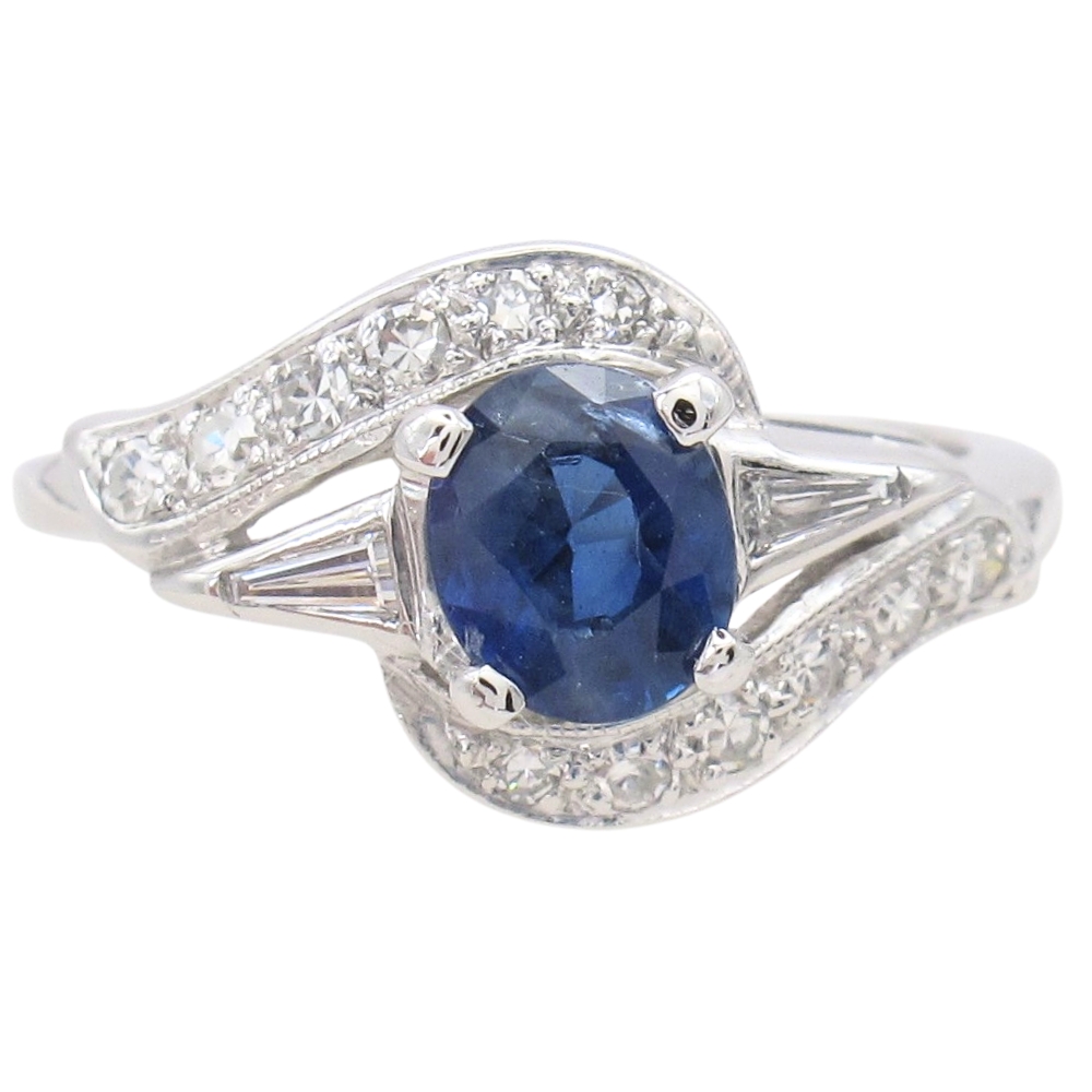 1.23ctw Diamond & Natural Sapphire Ring 14K White Gold