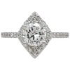 1.38ctw Round Brilliant Kite Shape Diamond Halo Engagement Ring 14K White Gold Front