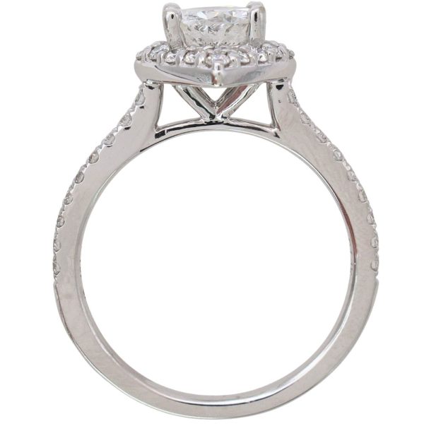 1.38ctw Round Brilliant Kite Shape Diamond Halo Engagement Ring 14K White Gold Profile