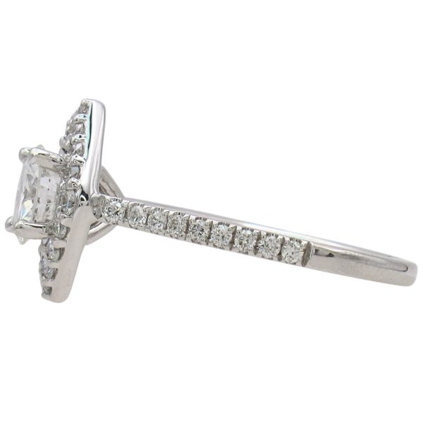 1.38ctw Round Brilliant Kite Shape Diamond Halo Engagement Ring 14K White Gold Side