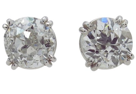 1.50 carat European Diamond Stud Earrings White Gold 1.39