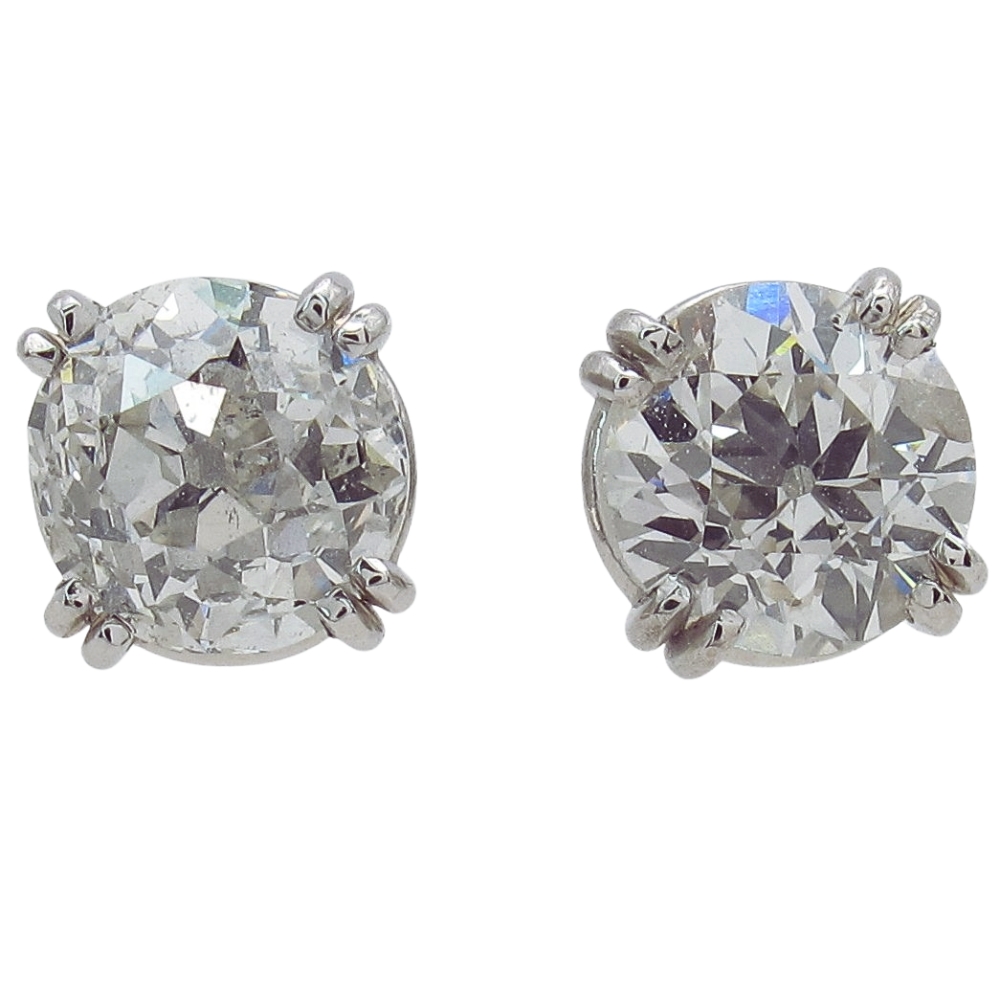 1.39ctw European Solitaire Diamond Stud Earrings White Gold