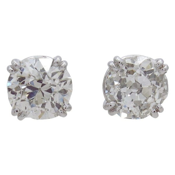 1.50 carat European Diamond Stud Earrings White Gold 1.53