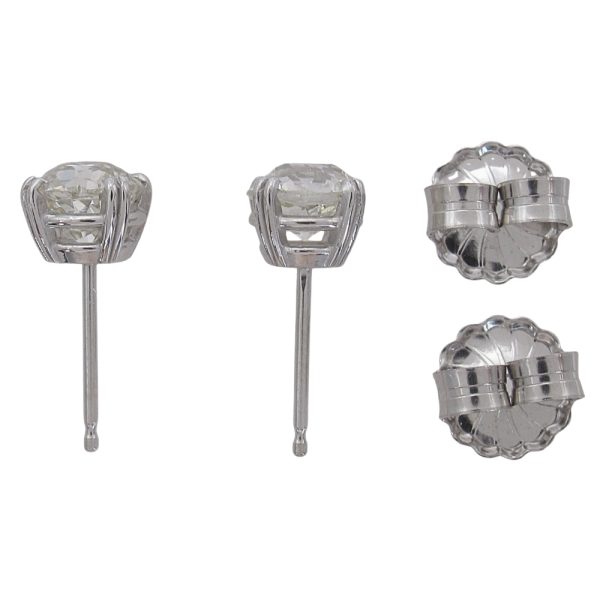 1.50 carat European Diamond Stud Earrings White Gold Side 1.53