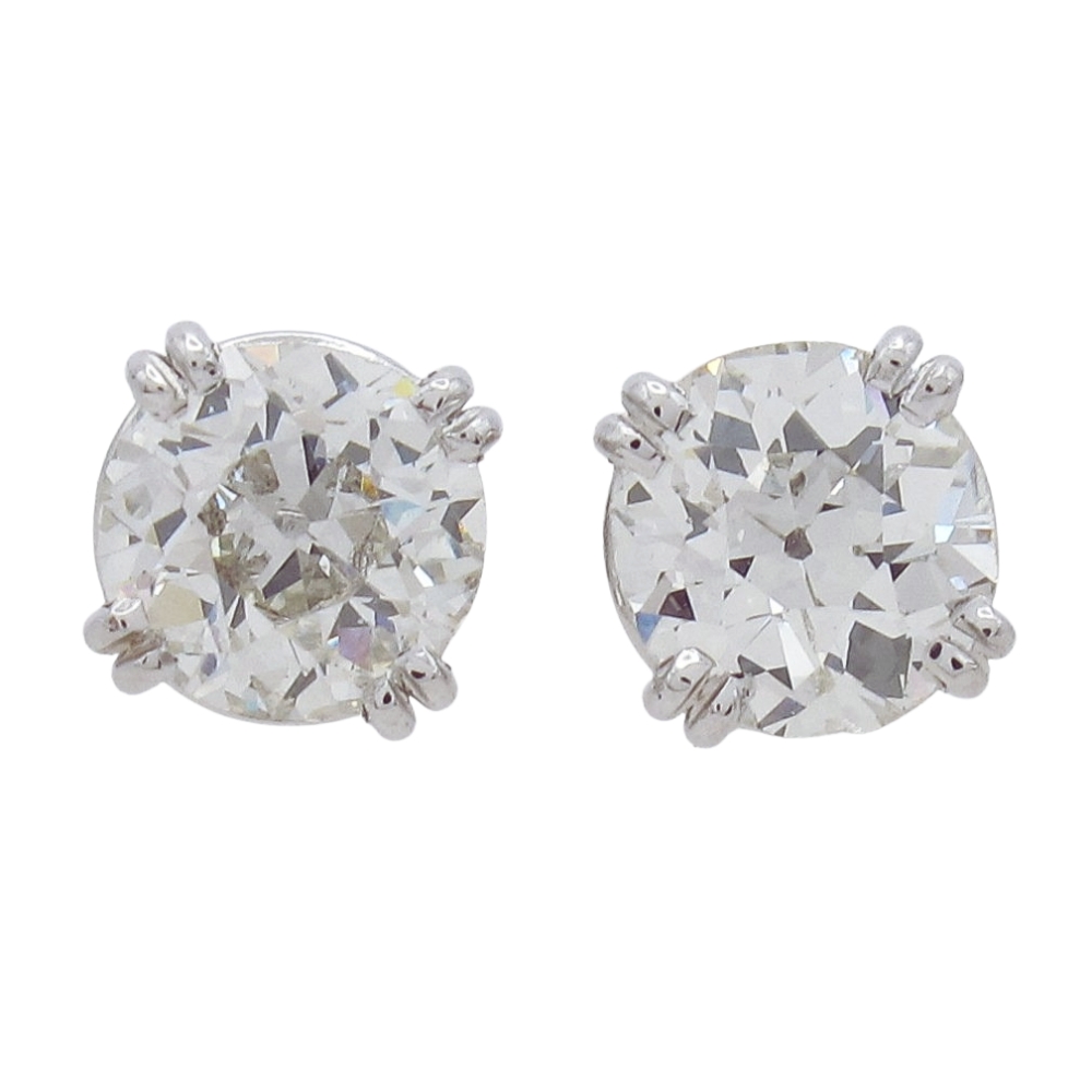 1.51ctw European Solitaire Diamond Stud Earrings White Gold