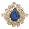 1.50ctw Pear Natural Sapphire Ring 14K Gold