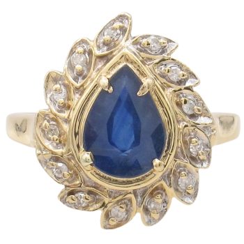 1.50ctw Pear Natural Sapphire Ring 14K Gold