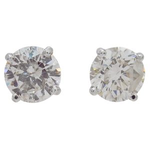 1.75 carat Round Diamond Stud Earrings White Gold 1.72