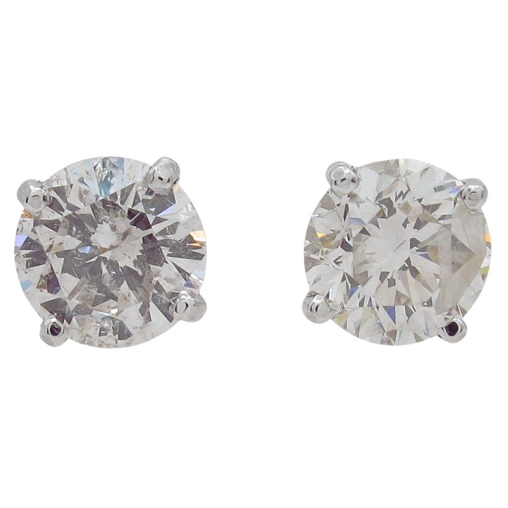 1.72ctw Round Solitaire Diamond Stud Earrings White Gold