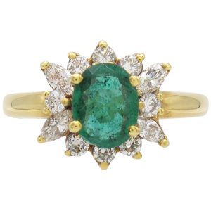 1.75ctw Natural Emerald Ring with Diamond Accents 18K Gold