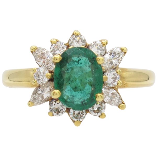 1.75ctw Natural Emerald Ring with Diamond Accents 18K Gold