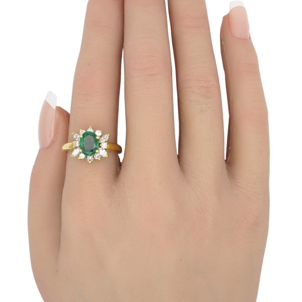 1.75ctw Natural Emerald Ring with Diamond Accents 18K Gold worn