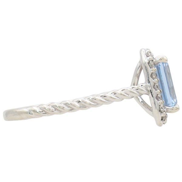 1.86ctw Aquamarine Ring with Diamond Halo in 14K White Gold side