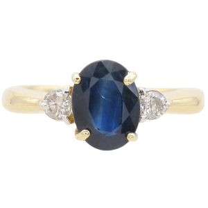 1.99ctw Natural Sapphire Three-Stone Ring 14K Gold