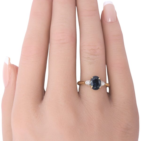 1.99ctw Natural Sapphire Three-Stone Ring 14K Gold worn