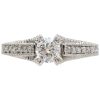 1ctw Round Diamond Milgrain Detailed Engagement Ring in 14K White Gold Front