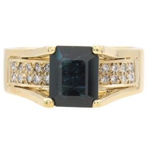 2.04ctw Blue Spinel Ring with Diamond Accent 14K Gold