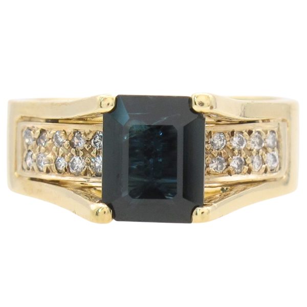 2.04ctw Blue Spinel Ring with Diamond Accent 14K Gold