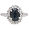 2.17ctw Natural Sapphire Ring with Diamond Halo 14K White Gold