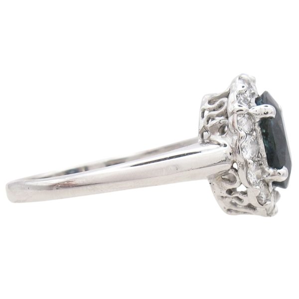 2.17ctw Natural Sapphire Ring with Diamond Halo 14K White Gold side