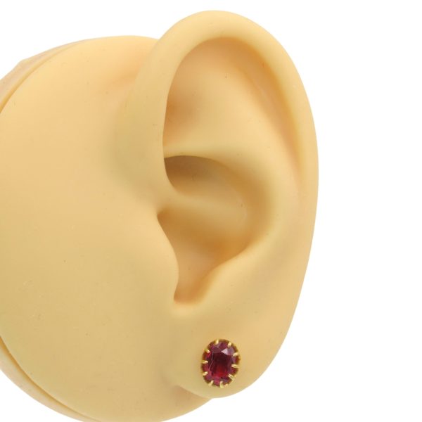 2.40ctw Antique Cushion Cut Ruby Edwardian Earrings 14K Gold worn