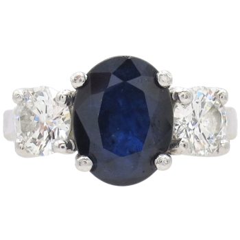 3.24ctw Sapphire Three-Stone Ring Platinum front