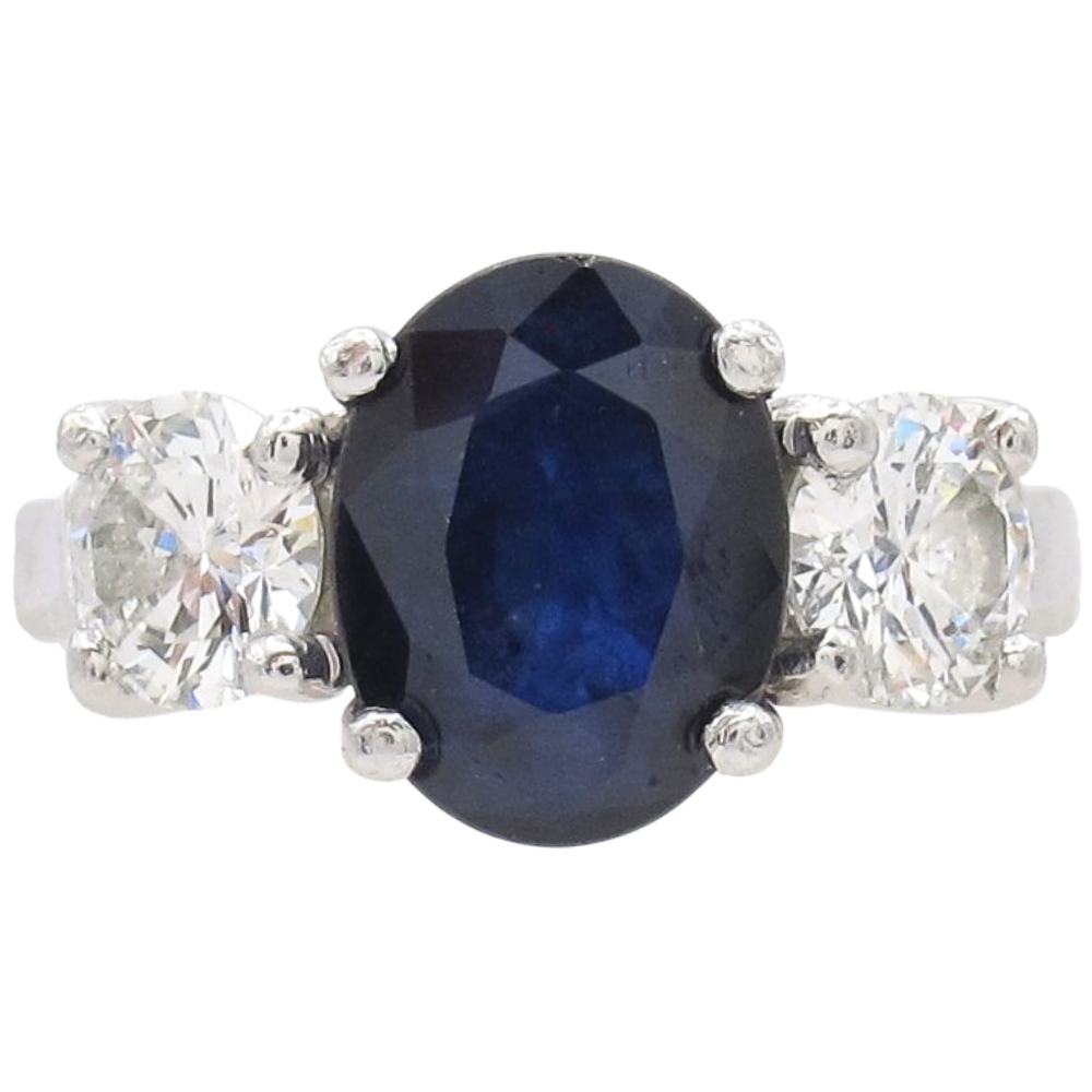 3.24ctw Sapphire Three-Stone Ring Platinum