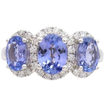 3.27ctw Tanzanite Three-Stone Ring 14K White Gold