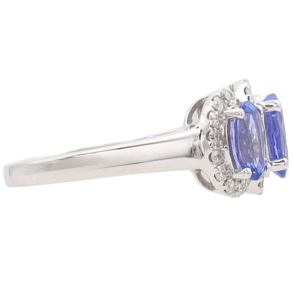 3.27ctw Tanzanite Three-Stone Ring 14K White Gold side