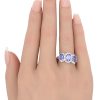 3.27ctw Tanzanite Three-Stone Ring 14K White Gold worn