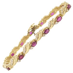 5.33ctw Natural Ruby Line Bracelet 14K Gold