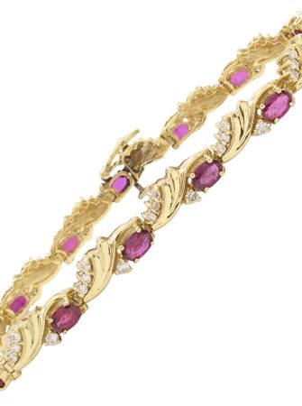 5.33ctw Natural Ruby Line Bracelet 14K Gold