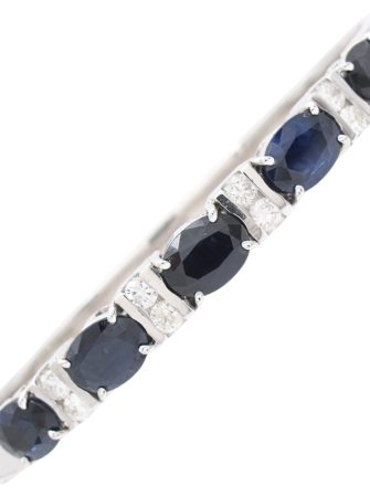 5.95ctw Sapphire Bangle Bracelet 14K White Gold