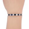 5.95ctw Sapphire Bangle Bracelet 14K White Gold worn