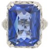 Art Deco 13.2ct Blue Spinel Ring 14K White Gold