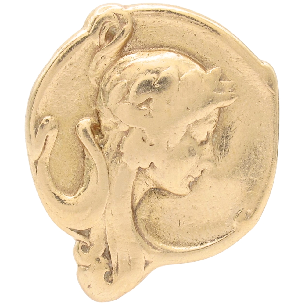 Art Nouveau Ladies Profile Relief Ring 14K Gold