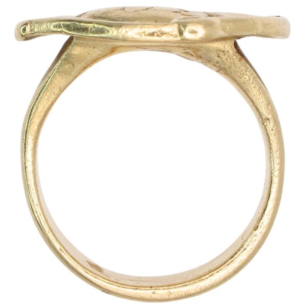 Art Nouveau Ladies Profile Relief Ring 14K Gold profile