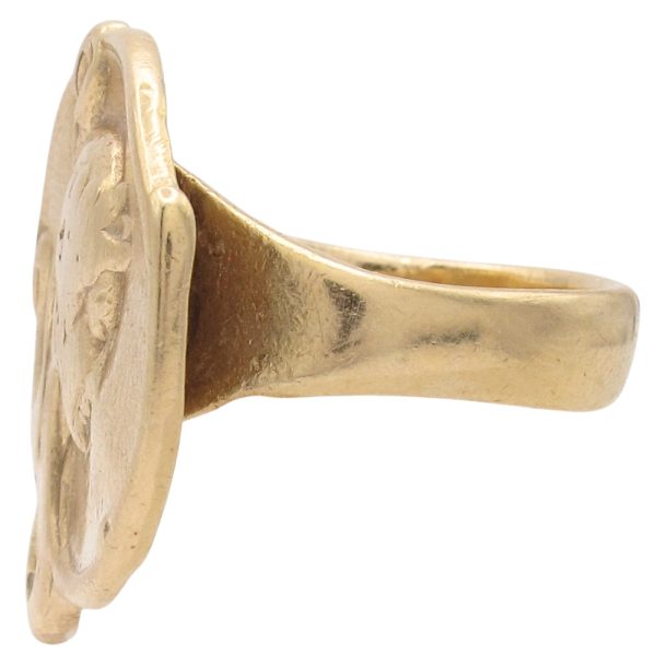Art Nouveau Ladies Profile Relief Ring 14K Gold side