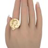Art Nouveau Ladies Profile Relief Ring 14K Gold worn