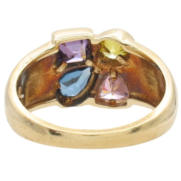 Colorful Confetti Multi Gemstone Ring 14K Gold back