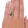 Custom 2 Carat Tourmaline Pear Gemstone Bezel Ring Yellow Gold Asymmetrical Worn