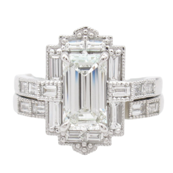 Custom Emerald cut diamond engagement ring at Arnold Jewelers
