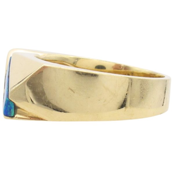 Diamond & Opal Men's Ring 14K Gold side